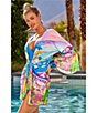 Becca by Rebecca Virtue Becca By Rebecca Virtue Positano Stretch Mesh Tie Front Tunic Swim Cover-Up, Color:Multi - Image 6