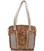 Color:Nectar Lux Tan Rustic - Image 1 - Amelie Tanned Perforated Leather Tote Bag