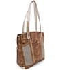 Color:Nectar Lux Tan Rustic - Image 2 - Amelie Tanned Perforated Leather Tote Bag