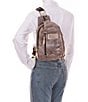 Color:Icicle Rustic Nectar Lux - Image 4 - Beau Leather Sling Backpack