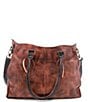 Color:Teak/Black Rustic - Image 2 - Bruna Stitch Tanned Rustic Leather Satchel Bag