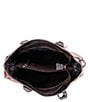 Color:Teak/Black Rustic - Image 3 - Bruna Stitch Tanned Rustic Leather Satchel Bag