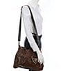 Color:Teak/Black Rustic - Image 4 - Bruna Stitch Tanned Rustic Leather Satchel Bag