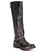 Color:Black Rustic - Image 1 - Glaye Leather Buckled Tall Riding Boots