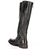 Color:Black Rustic - Image 3 - Glaye Leather Buckled Tall Riding Boots