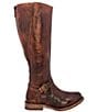 Color:Teak Rustic - Image 2 - Glaye Buckle Detail Wide Calf Tall Leather Block Heel Boots