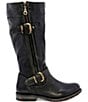 Color:Black Rustic - Image 2 - Gogo Double Zip Strap Harness Detail Wide Calf Lug Sole Boots
