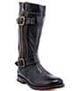 Color:Black Rustic - Image 1 - Gogo Lug Sole Double Zip Strap Harness Detail Boots