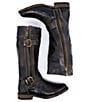 Color:Black Rustic - Image 4 - Gogo Lug Sole Double Zip Strap Harness Detail Boots