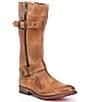 Color:Tan Rustic - Image 1 - Gogo Lug Sole Double Zip Strap Harness Detail Boots