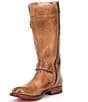 Color:Tan Rustic - Image 4 - Gogo Lug Sole Double Zip Strap Harness Detail Boots