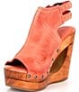 Color:Blush Rustic - Image 4 - Imelda Leather Platform Cut-Out Wedges