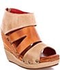 Color:Oats Pecan Rustic - Image 1 - Jacey Leather Platform Wedge Sandals