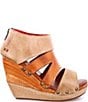 Color:Oats Pecan Rustic - Image 2 - Jacey Leather Platform Wedge Sandals