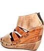 Color:Oats Pecan Rustic - Image 4 - Jacey Leather Platform Wedge Sandals
