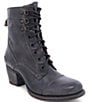 Color:Black Rustic - Image 1 - Judgement Leather Block Heel Combat Boots