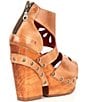 Color:Tan Rustic - Image 2 - Lucrative Leather Platform Laser Cut Sandals