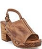 Color:Tan DD - Image 1 - Marie Leather Block Heel Slingback Platform Clog Sandals