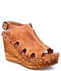 Color:Tan Dip Dyed - Image 1 - Naiya Leather Studded Cut-Out Wedge Platform Sandals