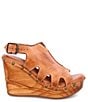 Color:Tan Dip Dyed - Image 2 - Naiya Leather Studded Cut-Out Wedge Platform Sandals
