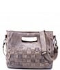 Color:Light Grey Driftwood - Image 1 - Orchid Studded Woven Leather Satchel Bag