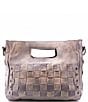 Color:Light Grey Driftwood - Image 2 - Orchid Studded Woven Leather Satchel Bag