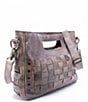 Color:Light Grey Driftwood - Image 4 - Orchid Studded Woven Leather Satchel Bag