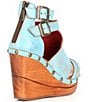 Color:Baby Blue Rustic - Image 2 - Princess Studded Leather Platform Wedge Sandals