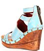 Color:Baby Blue Rustic - Image 3 - Princess Studded Leather Platform Wedge Sandals