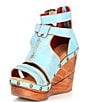 Color:Baby Blue Rustic - Image 4 - Princess Studded Leather Platform Wedge Sandals