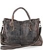 Color:Black Lux - Image 1 - Rockaway Stitch-Detail Distressed Satchel Bag