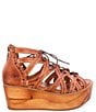 Color:Tan Dip Dyed - Image 2 - Shirin Leather Cut-Out Platform Fisherman Sandals