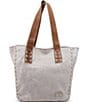 Color:Nectar Lux Tan Rustic - Image 1 - Stevie Leather Pick Stitch Tote Colorblock Bag