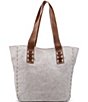 Color:Nectar Lux Tan Rustic - Image 2 - Stevie Leather Pick Stitch Tote Colorblock Bag