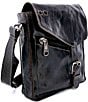 Color:Black Rustic - Image 4 - Venice Beach Buckle Black Rustic Leather Crossbody Bag