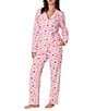 BedHead Eiffel Tower Print Long Sleeve Notch Collar Knit Pajama Set, Color:Eiffel For You - Image 1