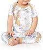 Color:Bon Voyage Snoopy - Image 2 - Baby 3-18 Months Short Sleeve Bon Voyage Snoopy Stretch Jersey Pajama 2-Piece Set