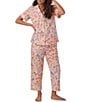 Color:Charming Charleston - Image 1 - Charming Charleston Print Short Sleeve Notch Collar Cropped Pant Pajama Set