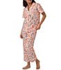 Color:Charming Charleston - Image 3 - Charming Charleston Print Short Sleeve Notch Collar Cropped Pant Pajama Set