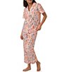 Color:Charming Charleston - Image 3 - Charming Charleston Print Short Sleeve Notch Collar Cropped Pant Pajama Set