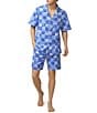 Color:Cool Palms - Image 1 - Bedhead Pajamas Cool Palms Short Sleeve Pajama Top & 8#double; Inseam Boxer Pajama Shorts