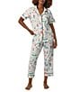 Color:Just Married - Image 1 - Knit Floating Hearts Just Married Cropped Pajama Set