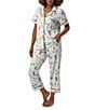 Color:Just Married - Image 4 - Knit Floating Hearts Just Married Cropped Pajama Set