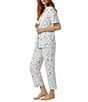 Color:Wedding Party - Image 3 - Knit Floating Hearts Wedding Party Cropped Pajama Set