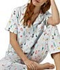 Color:Wedding Party - Image 4 - Knit Floating Hearts Wedding Party Cropped Pajama Set
