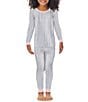 Color:Mid Grey Stripe - Image 1 - Bedhead Pajamas Little/Big Girls 2T-12 Family Matching Vertical Stripe Long Sleeve Top & Fitted Pant 2-Piece Pajamas Set