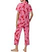 Color:Lobster Fest - Image 2 - Lobster Print Notch Collar Short Sleeve Cropped Pajama Set