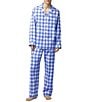 Color:Buffalo Plaid - Image 1 - Long Sleeve Buffalo Plaid Classic Woven Cotton Poplin 2-Piece Pajama Set