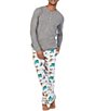 Color:Holiday Rush - Image 3 - Family Matching Long-Sleeve Henley Pajama Tee & Pajama Pant Set