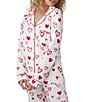 Color:Love is in the Air - Image 3 - Love Is In The Air Heart Print Long Sleeve Long Jersey Knit Pajama Set